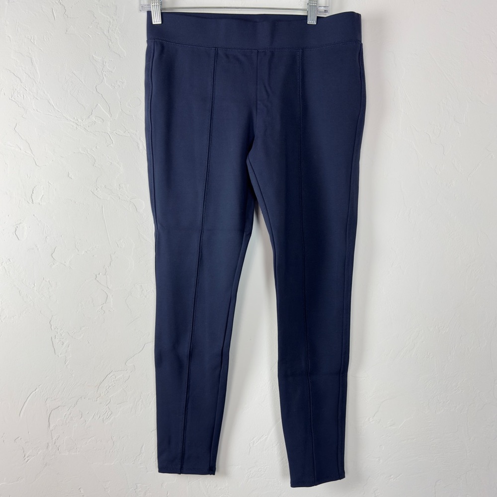 Stylus Dress Pant Leggings Navy Blue Solid Pull On Elastic Waist Knit Skinny